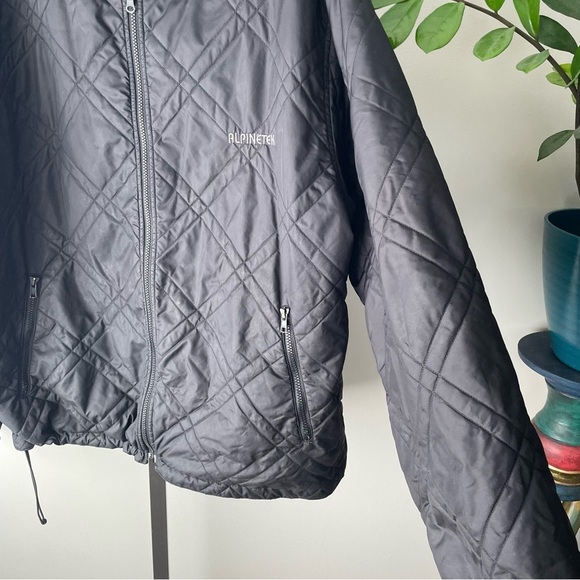 Vintage Alpinetek Quilted Longline Bomber Jacket Long Black Mens Size Large - Picture 3 of 10